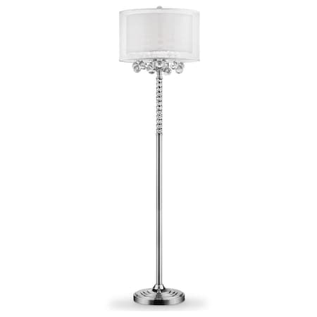 Homeroots Chic Silver Floor Lamp with Crystal Accents & Silver Shade 468408